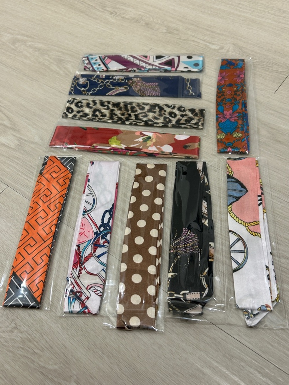 Purse Satin Scarf Set of 10 #6—Various Patterns and Colors